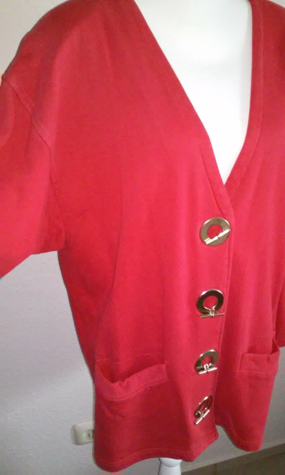 FlashLigths Marken - Jacke Cardigan innen angeraut Shirtjacke rot