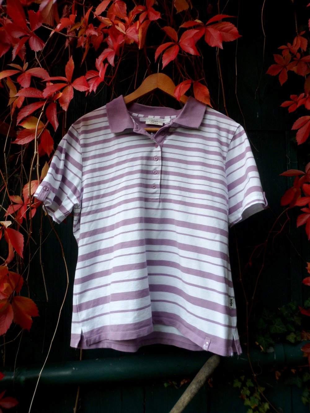Poloshirt lila weiß gestreift