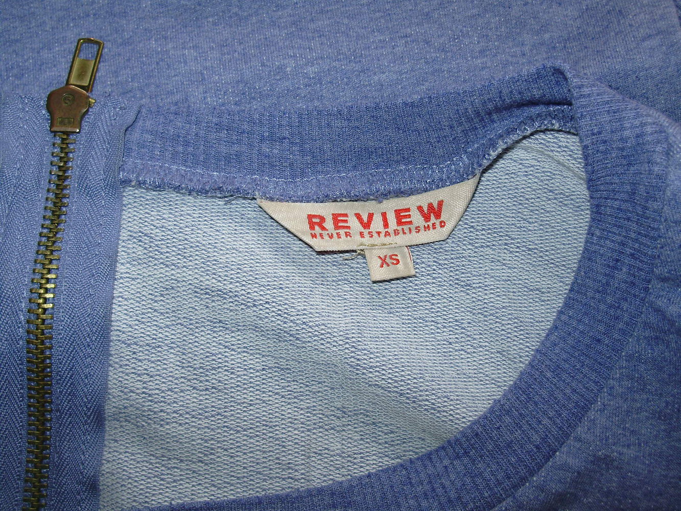 Review Sweat leicht jeansblau 7/8 Arme weiter Rundausschnitt XS S