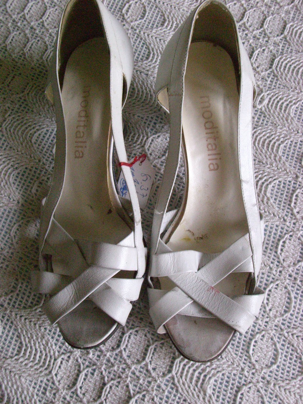 #Vintage - Schuhe - Pumps Gr. 37 weiß Obermaterial Leder