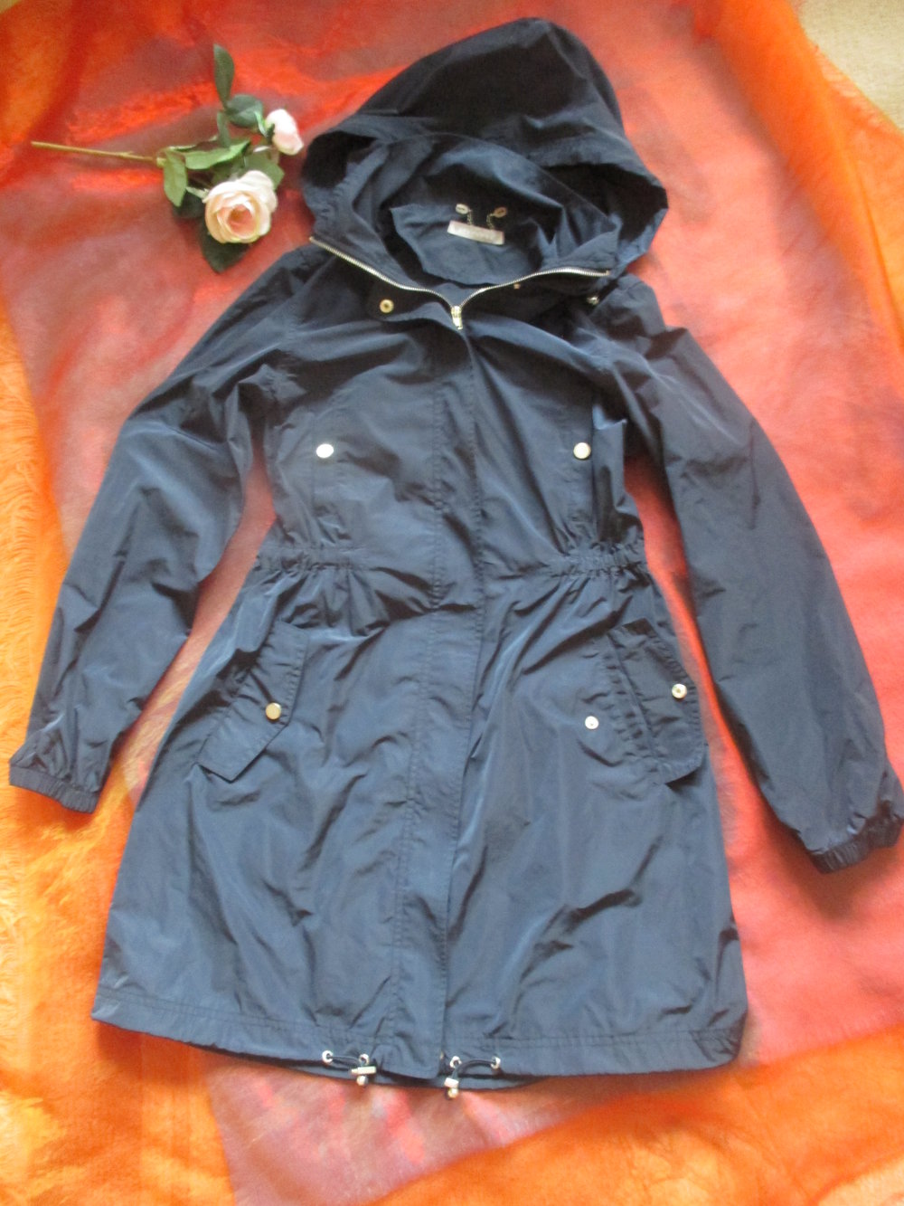NEU Seidige/r, Multifunktion Trench Coat Kapuzen Long- Jacke oder Kurz- Mantel 