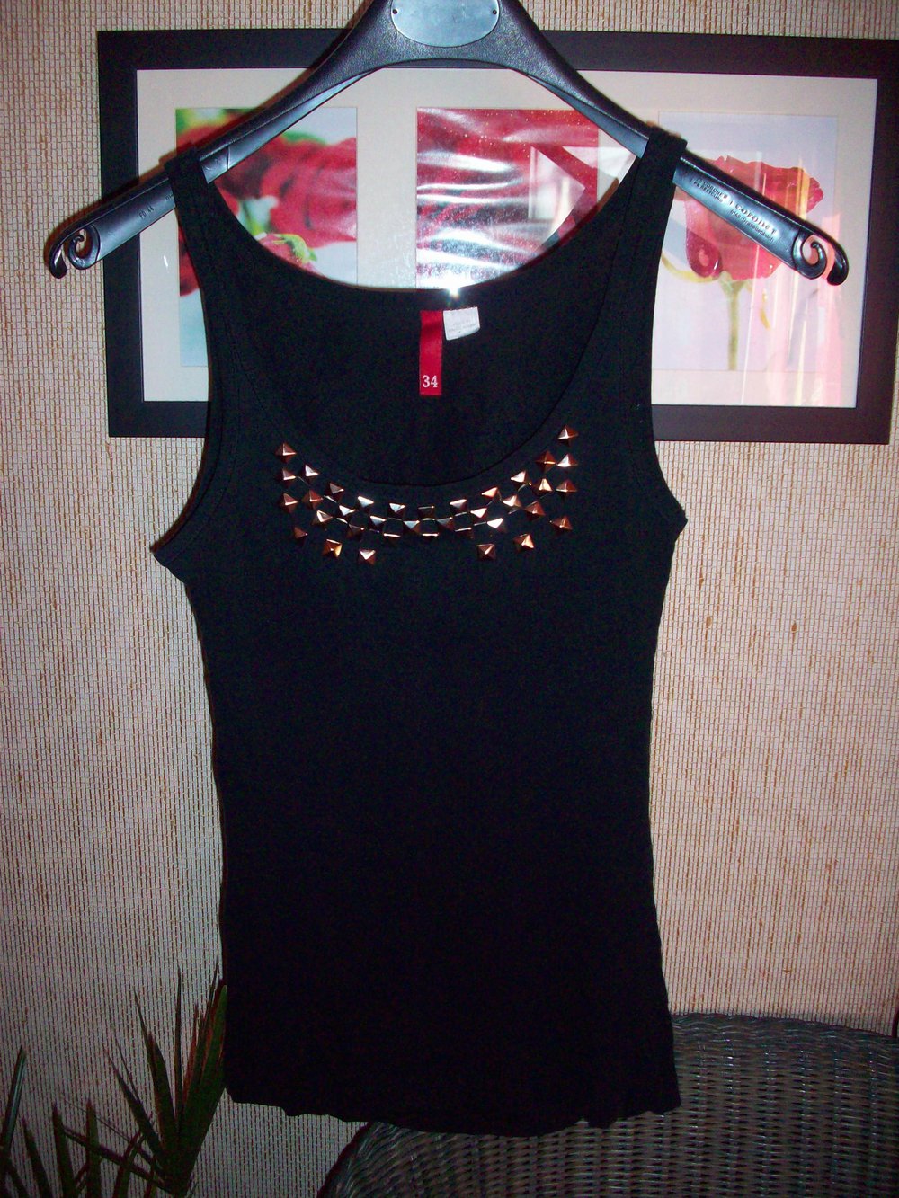 Pyramiden Nieten Top, schwarz, H&M, Gr. S