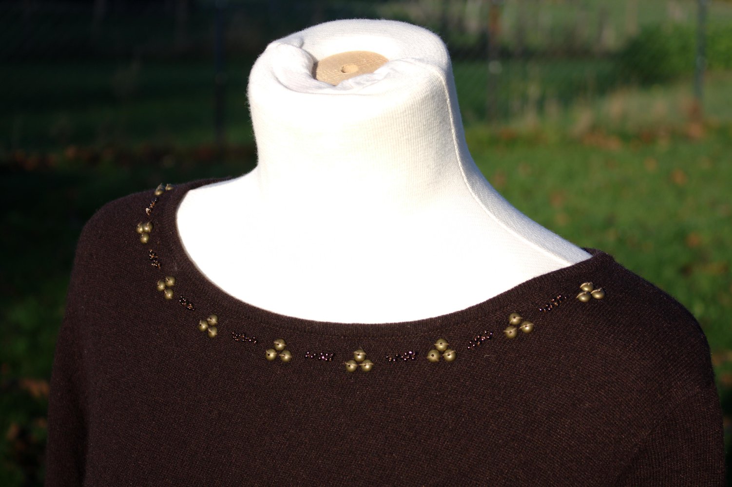 Pullover Langarm braun Basler mit Lammwolle Verzierung Gr. 44