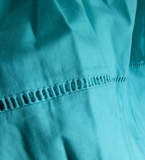 Vintage Sommer Kleid, türkisgrün mint, mit Applikation, Boho Retro Hippie Goa Festival Strand Elfen Cottagecore