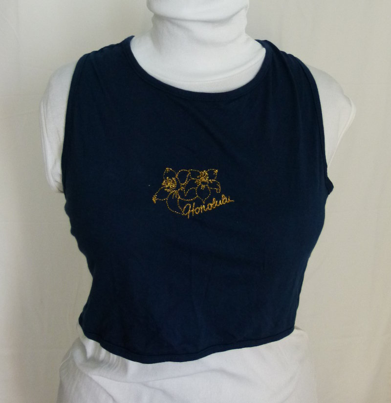 Wickeltop Crop Top, dunkelblau, mit goldener Stickerei, Boho Mori Festival Sommer Strand Goa Retro Vintage