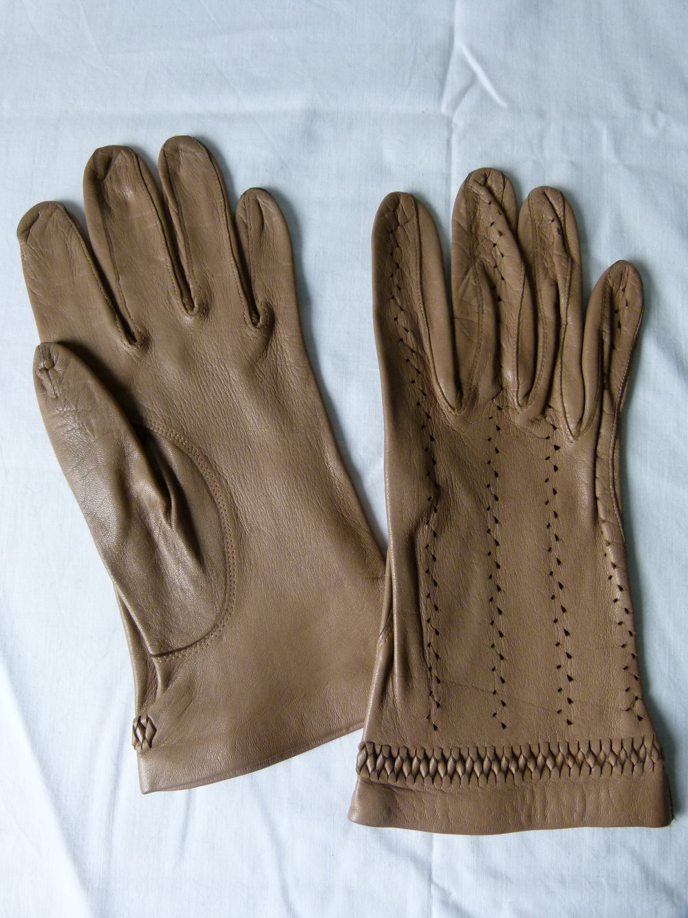 Leder Handschuhe, True Vintage, nude hellbraun, Gothic Boho Mori Steampunk Larp Retro