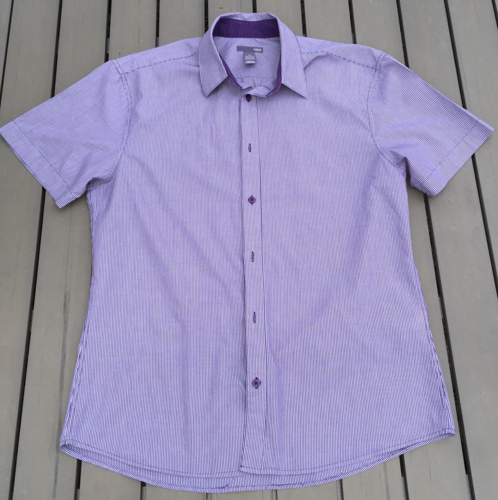 H&M Kurzarm HEMD lila Nadelstreifen Gr. L (41/42)