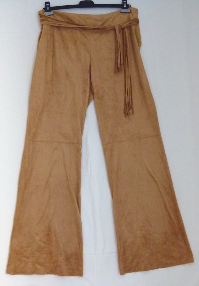Schlaghose in Wildlederoptik, sandfarben, Boho Goa Festival Mori Hippie 
