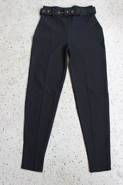 Vintage 90s Highwaist Ripp-Optik Stretch Hose mit Gürtel