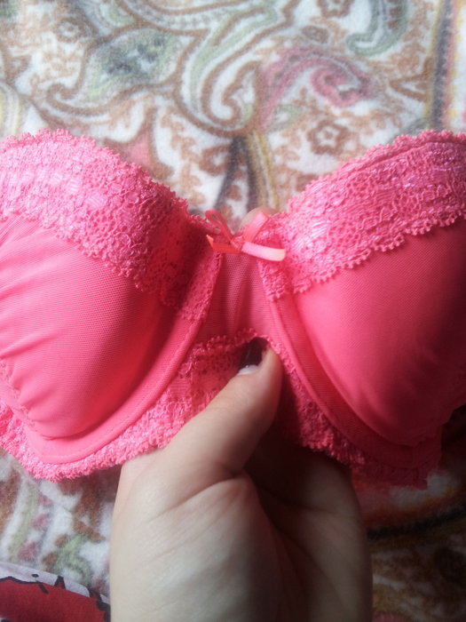 Neonpinker Push-Up BH mit Spitze