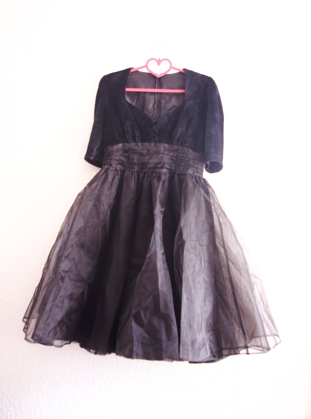Schwarzes Prinzessinenkleid Gr. XL L Samt Tüllrock Petticoat retro Gothic