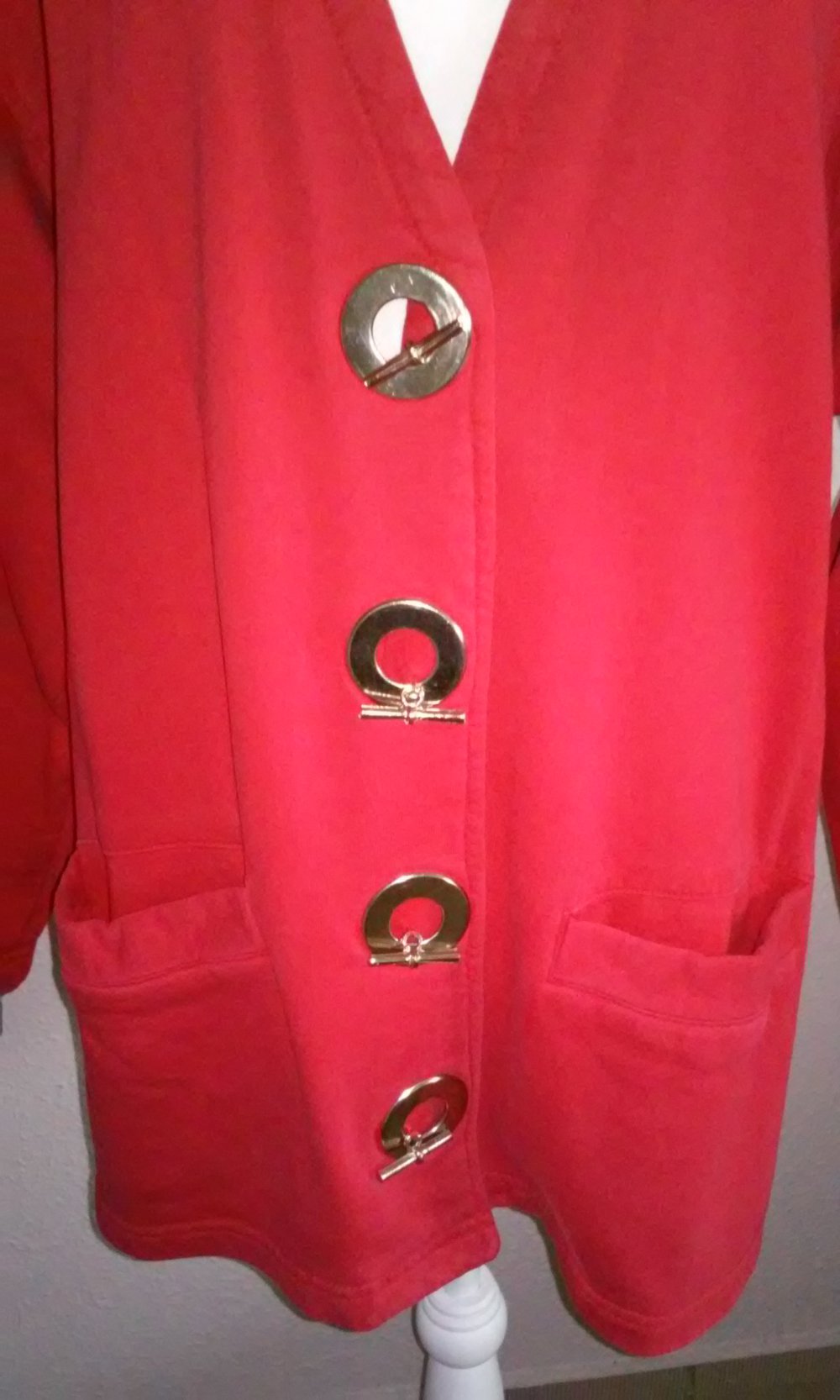 FlashLigths Marken - Jacke Cardigan innen angeraut Shirtjacke rot
