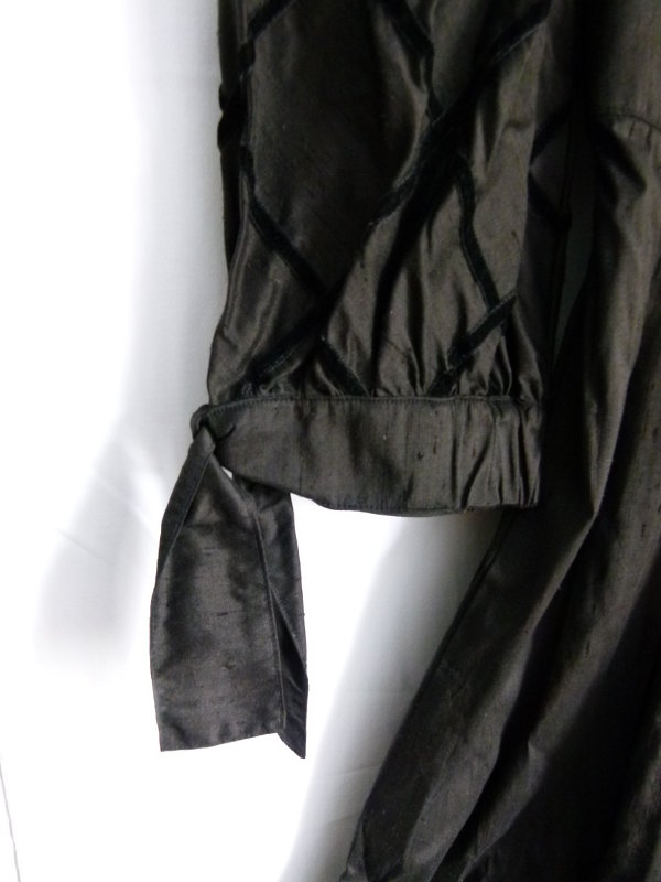 Seiden Folklore Kleid, historischer Schnitt, mit Samt, schwarz, Gothic Trachten Larp Silk Velvet Cottagecore Vintage Retro