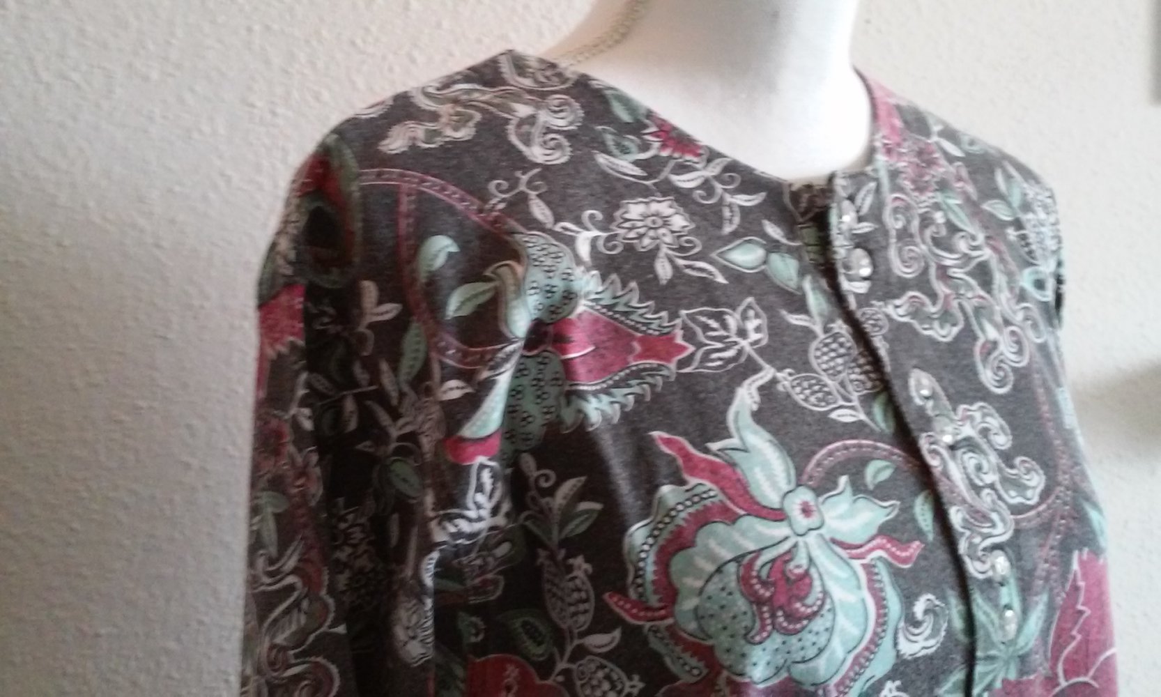 Damen Shirt Langarm T-Shirt Longshirt Rundhals Ausschnitt Knopfleiste