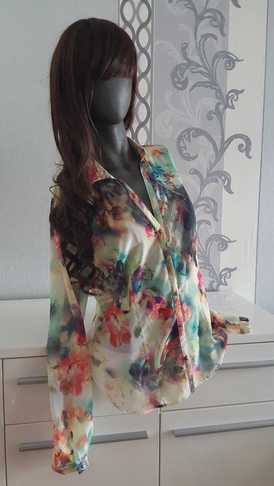 Schöne bunte blumige Bluse 40 38 M L Hippie