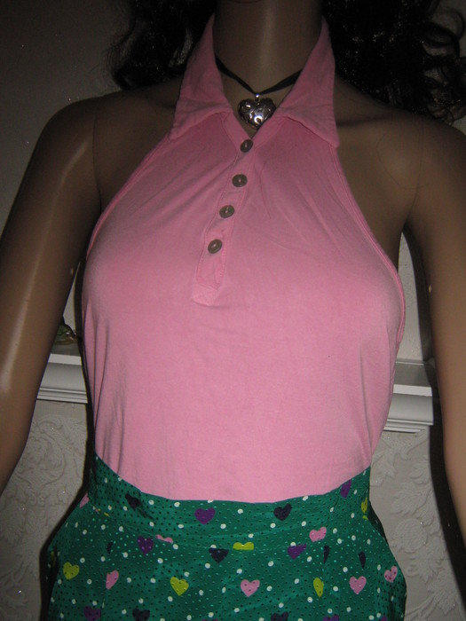 NEUw Neckholder Polo Top T- Shirt mit Knopfleiste Gr. 36- 38/ S rosé