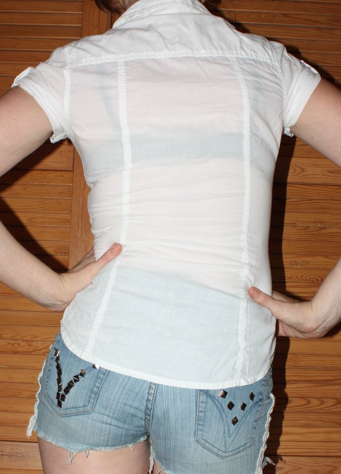 Bluse H&M, Gr. 34, leicht transparent, Brusttaschen
