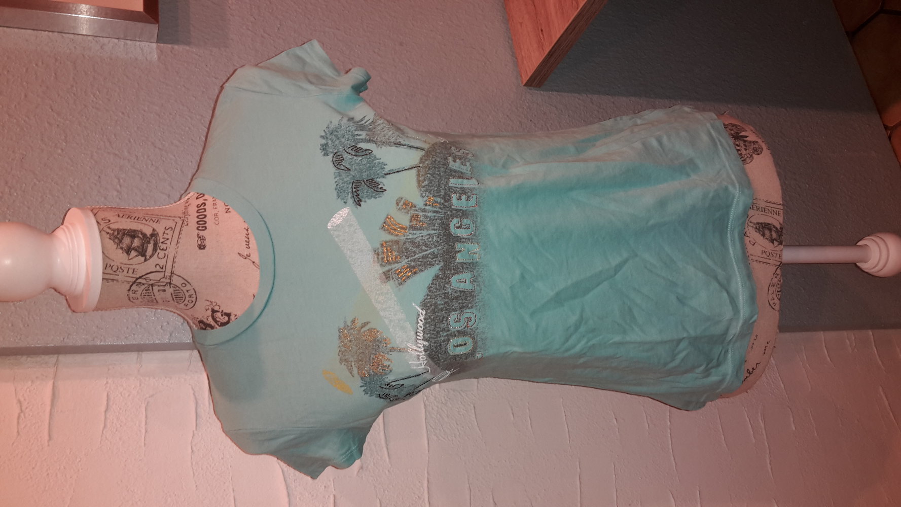 Gr.M/40 leichte Hellblau Tshirt Druck Palmen los Angeles Sommer