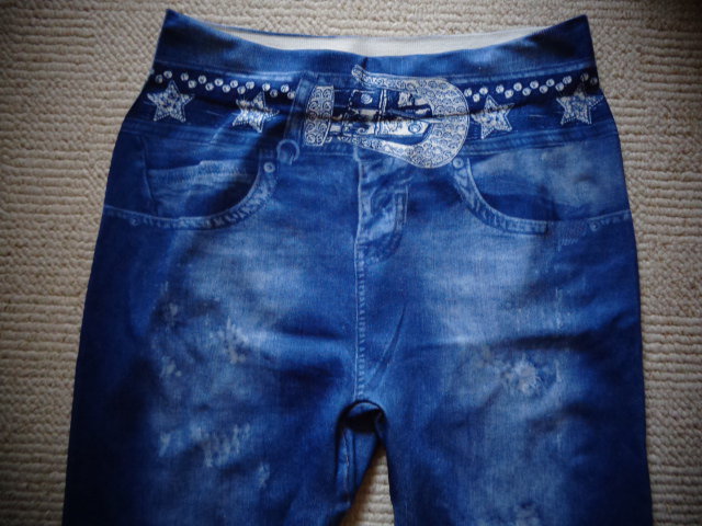 #Leggings mit Jeansdruck ca. Gr. S/M blau, nicht getragen
