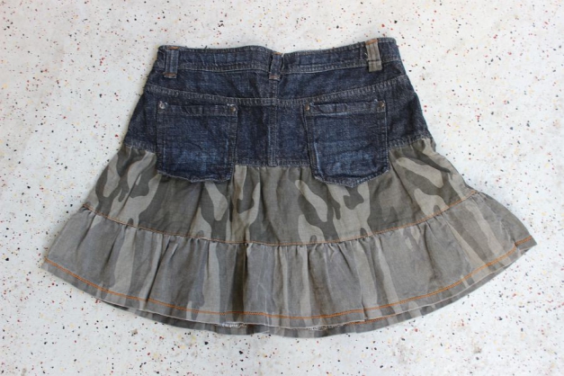NEU! Jeans Minirock Volantrock Stufenrock Camouflage