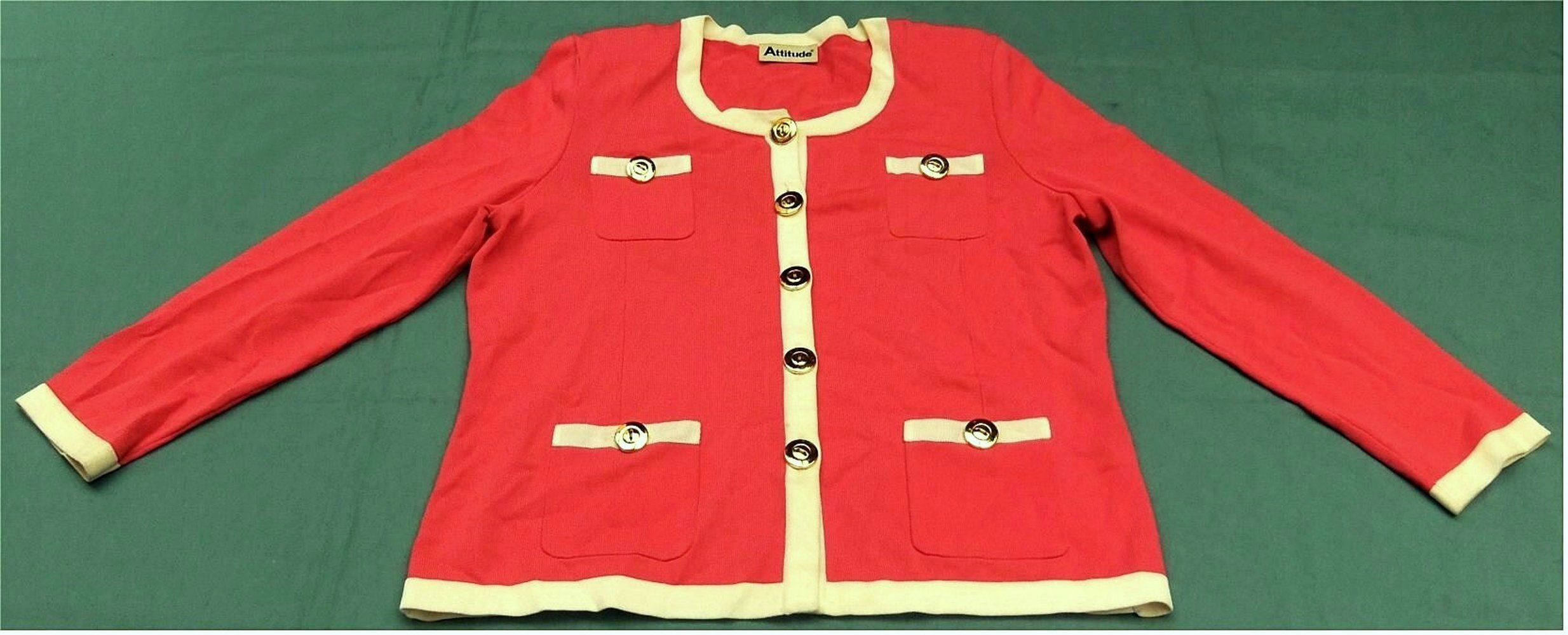 Damen-Jacke von Attitude - Mit goldfarbigen Knöfen - Größe 44 - pink