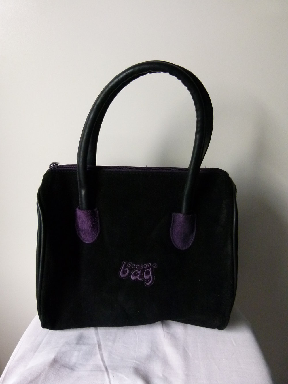 Handtasche Shopper, Season Bag, schwarz violett lila, Wildleder, Boho Mori Gothic Festival Hippie Goa