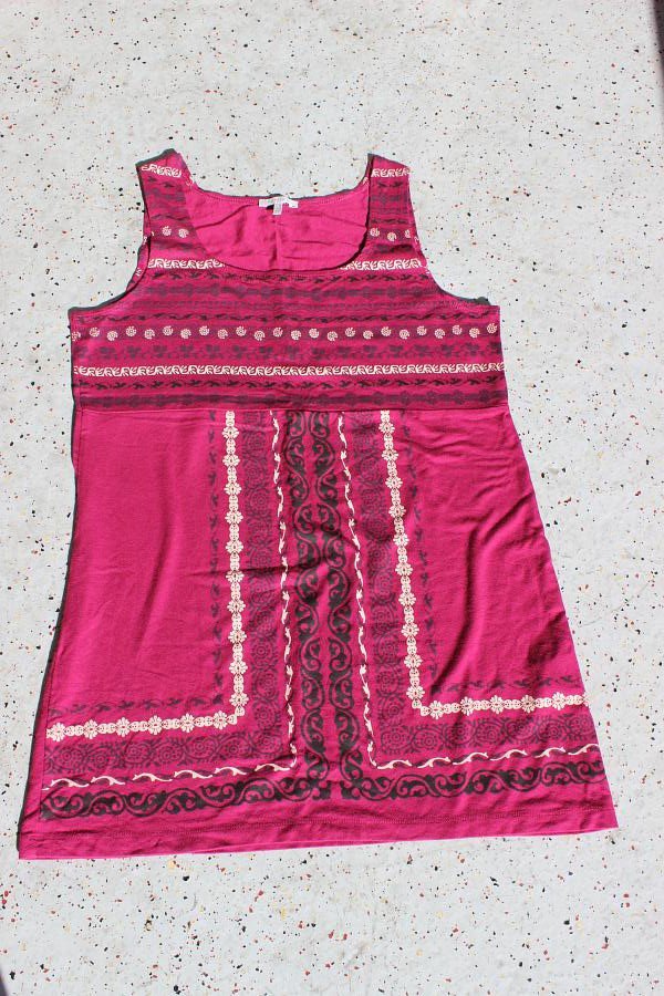 KENNY S. Mini-Kleid / Tunika Druck bordeaux 73 cm