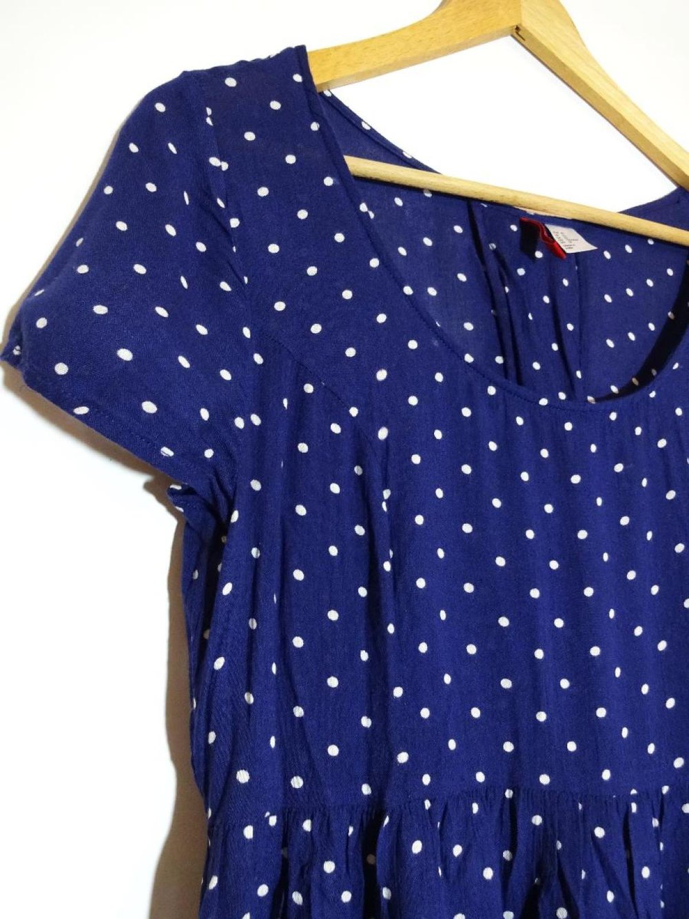 Blaues Tupfenkleid Gepunktet Polka Dots Sommerkleid Klassiker Gr. M Gr. 40