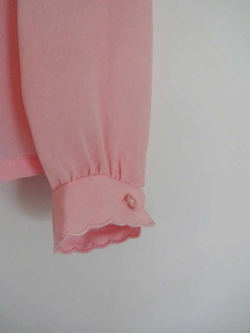Rosa Vintage Bluse 80er Transparent Bubikragen Gr. M