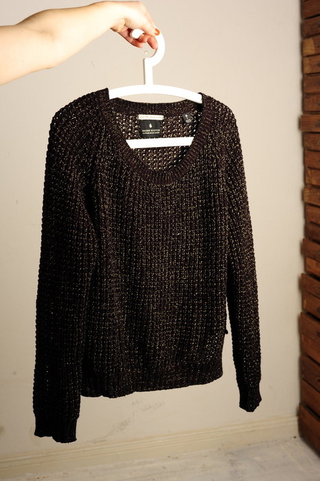 Glitzerpulli Pulli Gold Glitzer Goldfäden Strickpullover Pullover Hipster Blogger