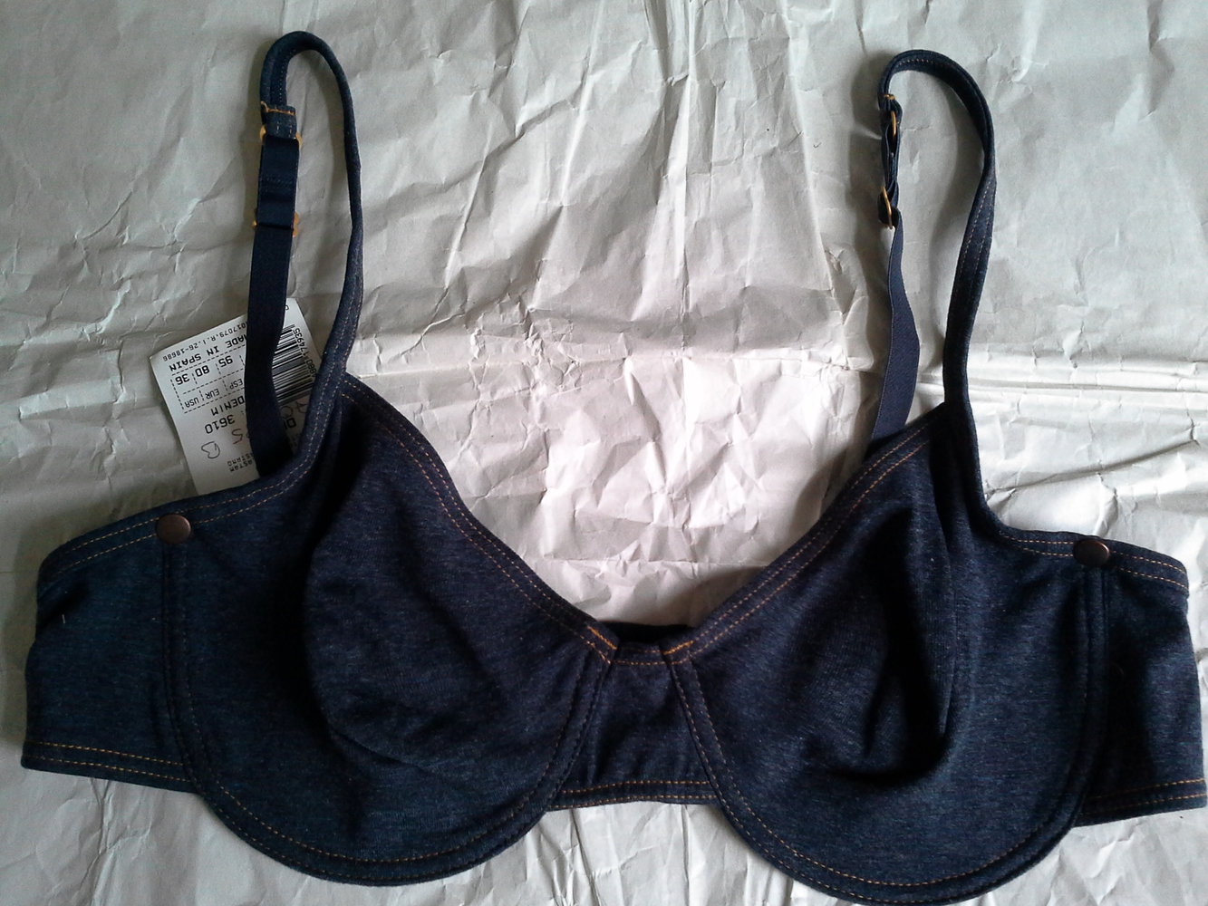 Garel Set, Jeanslook BH 75A80B, Slip SM, denim, neu
