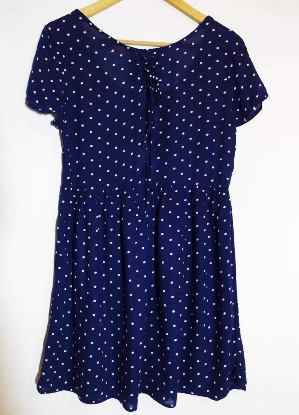 Blaues Tupfenkleid Gepunktet Polka Dots Sommerkleid Klassiker Gr. M Gr. 40