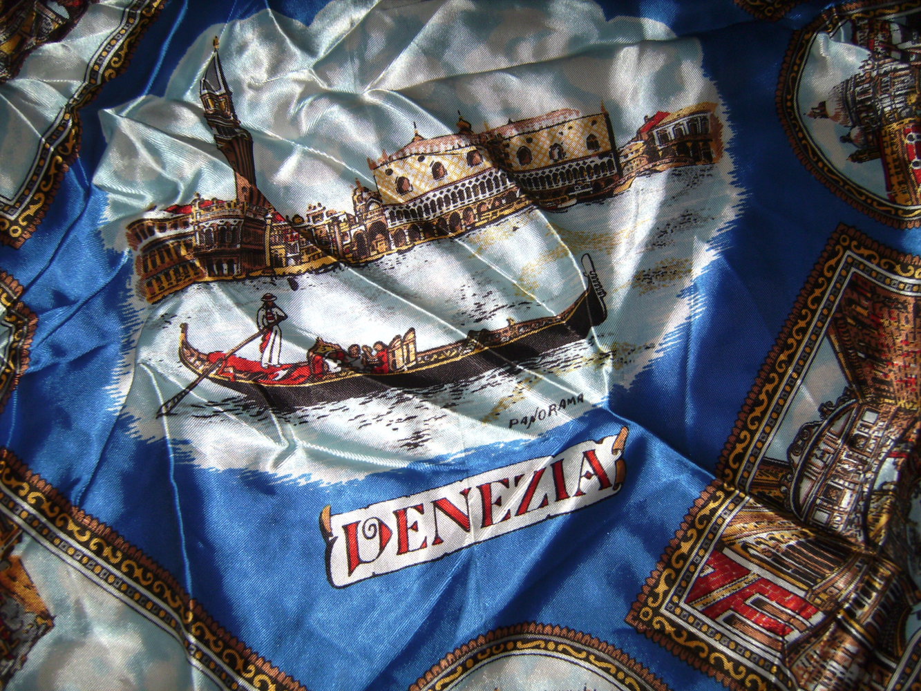 Venezia, Ital. Vintage-Tuch, seidig glänzend, Italy Retro Design Royal Scarf  Foto-Printdruck, Accessoire, Schal, Tuch Panorama  Fotoprint Venedig Sightseeing, Panorama
