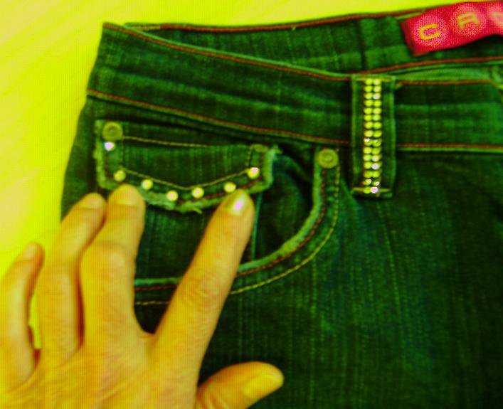 Jeans mit Strasssteinchen von GRO Jeans Gr. 29 stretchig