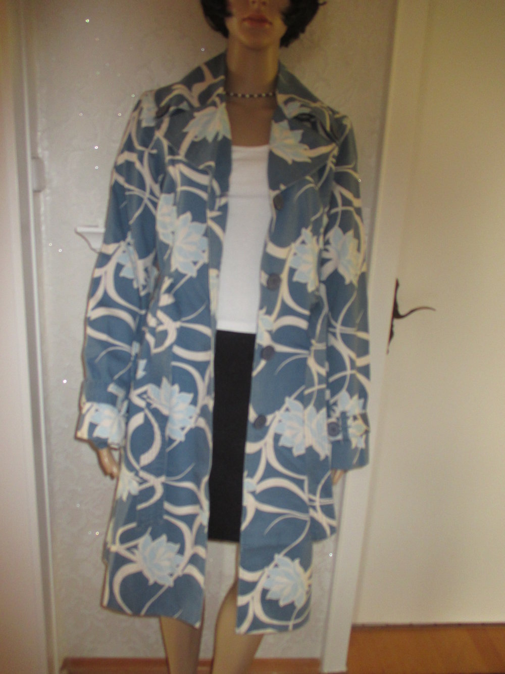 NEU Retro Blüten Blumen Flower- Power Trench Coat Mantel 