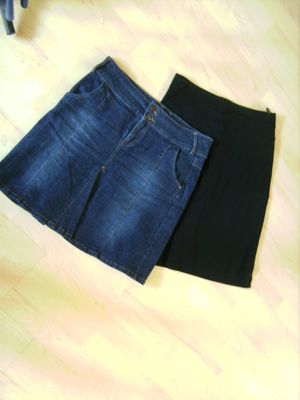Jeansrock knielang, Stretch Gr. 40, blau, Kellerfalten, TCM, Stiefelrock