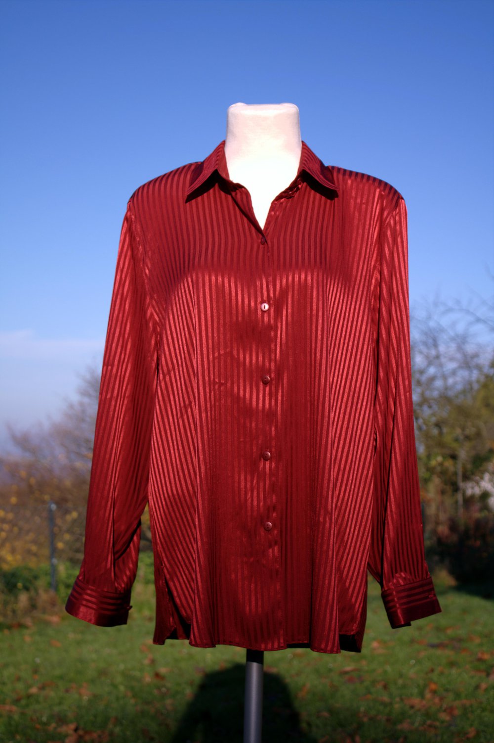 Bluse Hemdbluse No Name rot Streifen  Schulterpolster