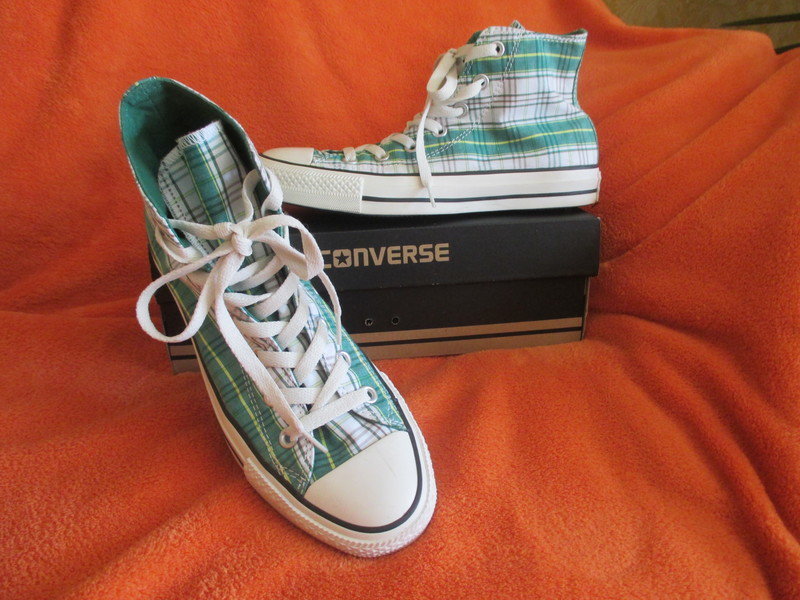 NEU * Ausgefallen * stylisch * Karo * Chucks Stoff- Schuhe * Sneaker ''Converse All Star'' Gr. 39/ 6 * grün * RAR *