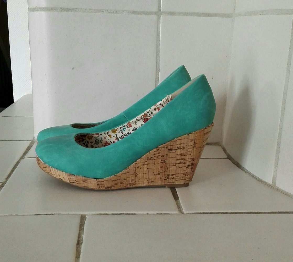 Pumps mit Keilabsatz, türkis , Größe 38