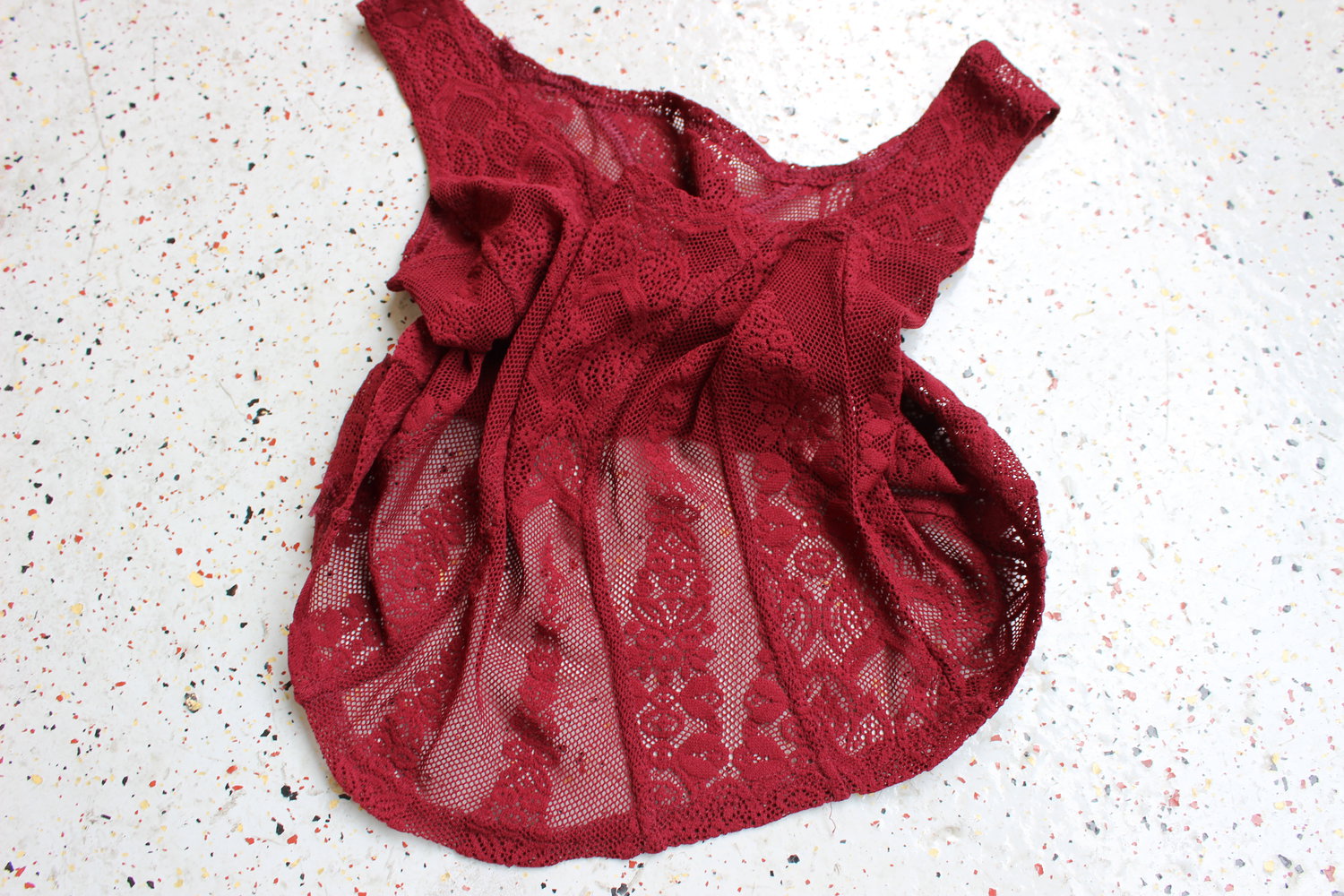 Neu! Vintage 00er Lingerie Crop Top Spitzen Stretch bordeaux