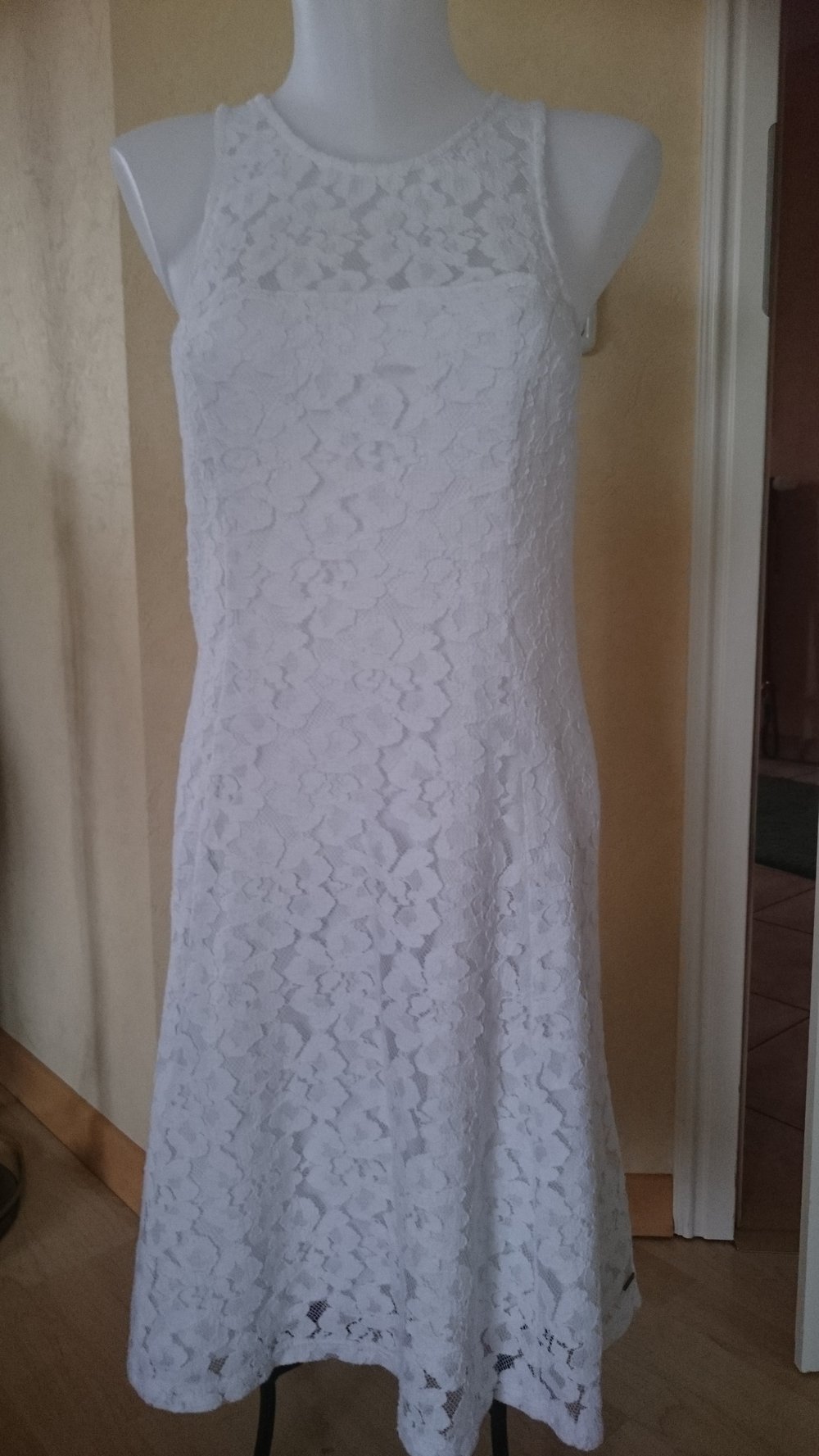 Hollister Kleid Gr L weiß Spitze