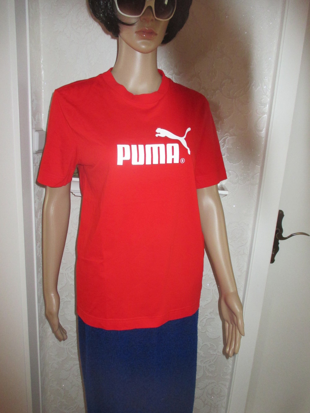 NEU * Herren oder Damen * Unisex * Basic * Freizeit * Sport * Kurzarm * Print * T- Shirt ''PUMA'' Gr. 44- 46, 48/ S- M * rot * weiß *