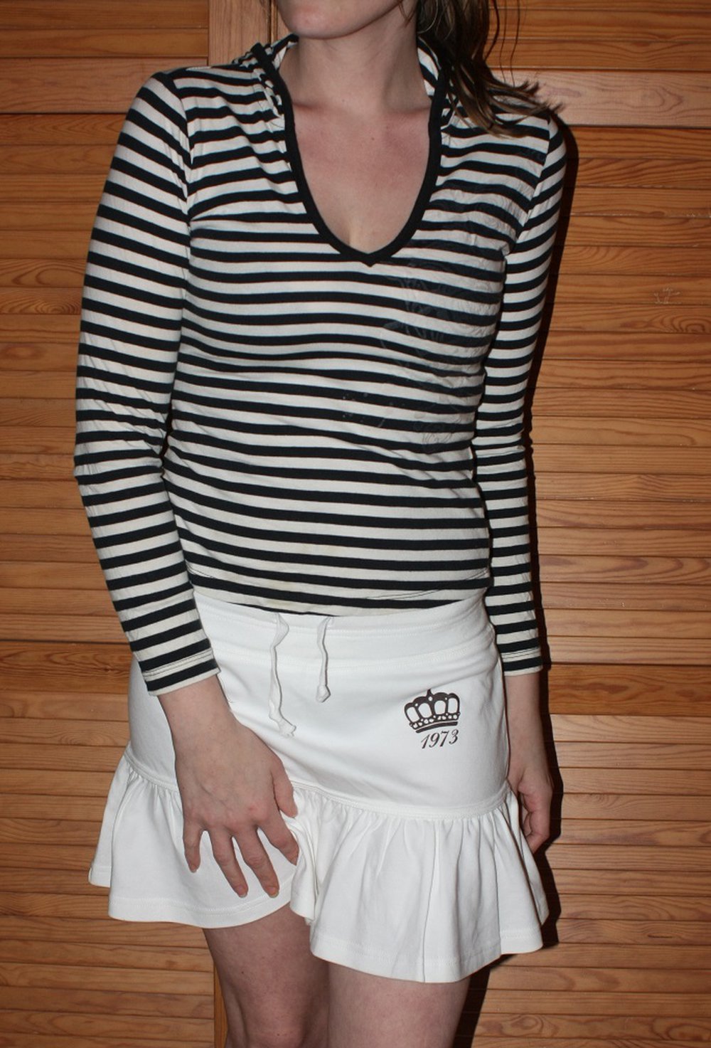 Shirt gestreift, Gr. XS mit Kapuze
