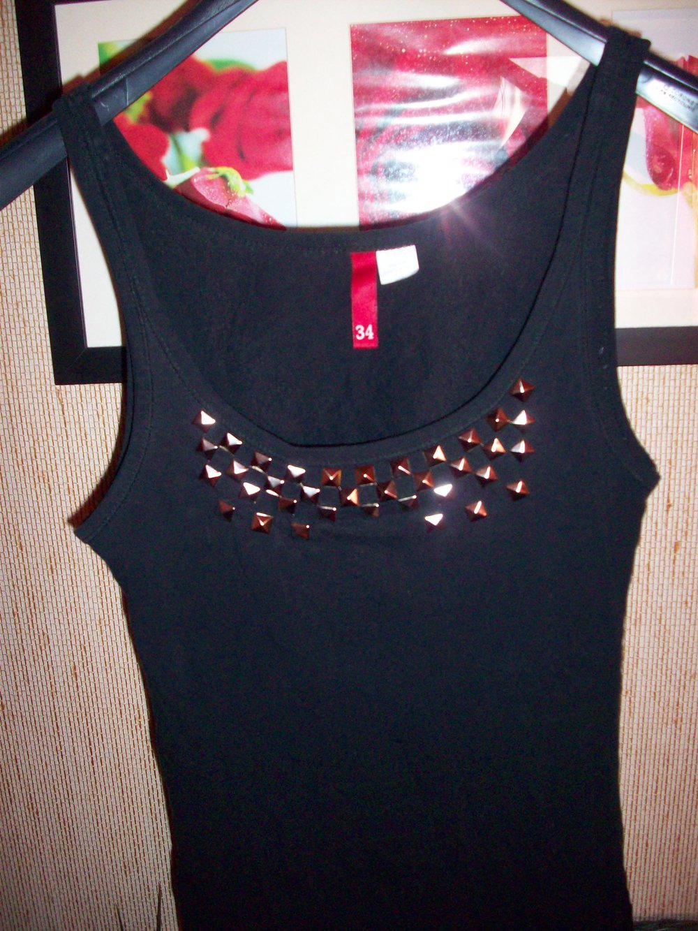 Pyramiden Nieten Top, schwarz, H&M, Gr. S