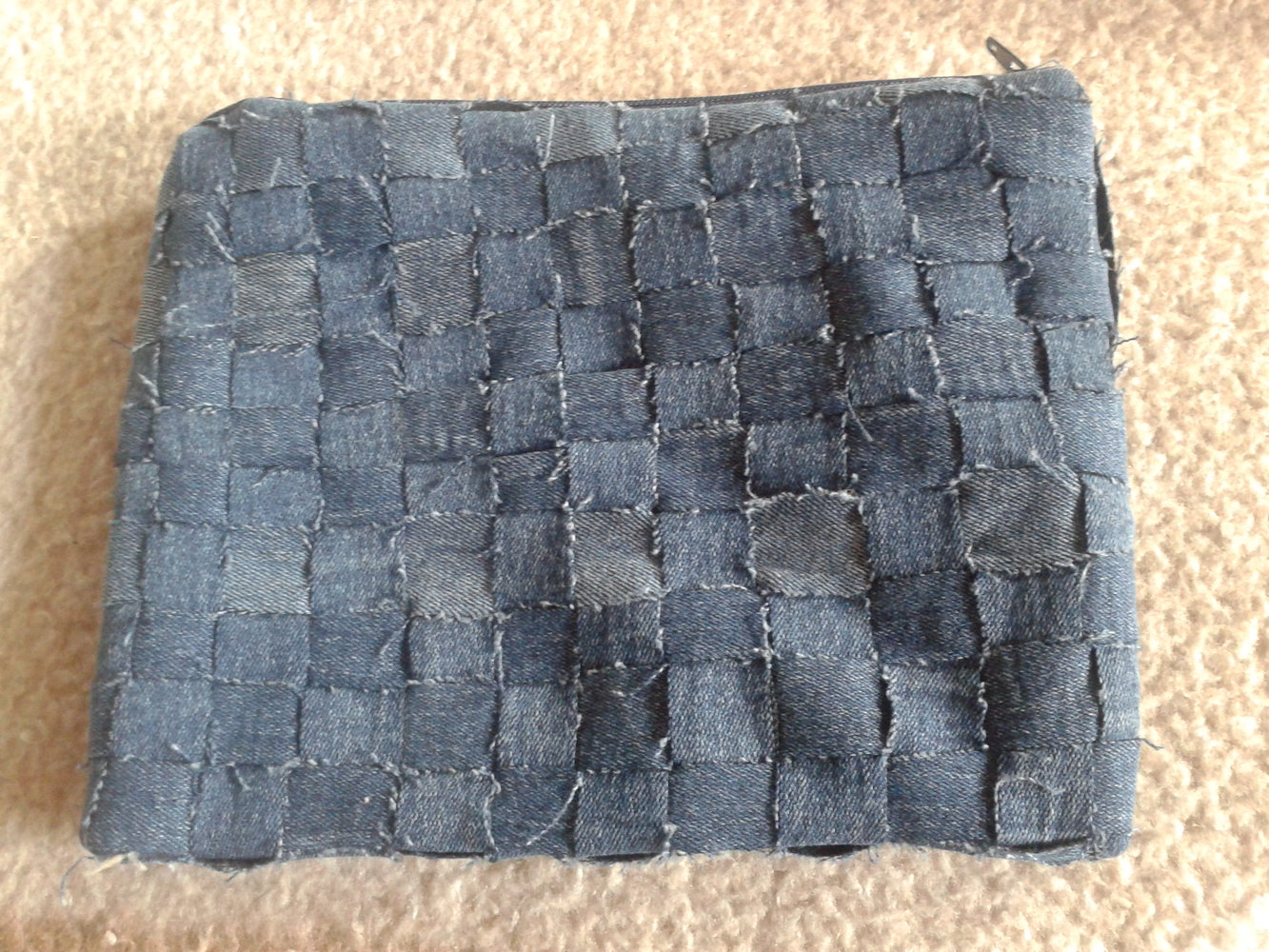 Kosmetiktäschchen, DIY, Jeans, rot kariert, weiß, selbstgenäht, selbstgemacht