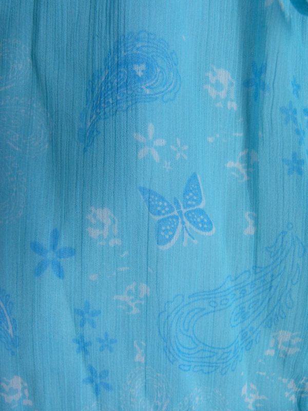 Chiffon Cardigan, türkis, Schmetterling Paisley-Muster, Mori Elfen Goa Sommer Festival Boho Hippie Lagenlook
