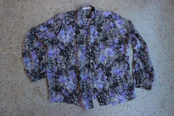 SOMMERMANN Seidenbluse Perlmutt Business semi-transparent floral violett grau