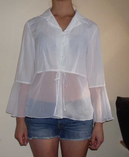 weiße bluse (halbdurchsichtig)