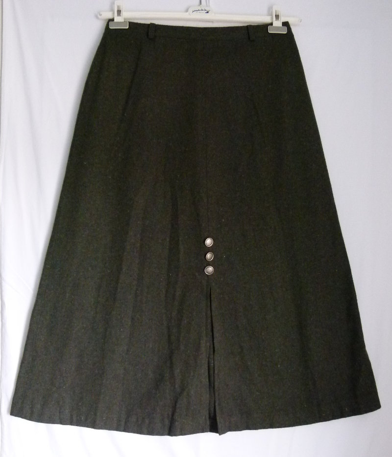 Trachten Woll Rock, grün grau meliert, mit Schlitz, Boho Folklore Retro Vintage Lagenlook Mori Cottagecore