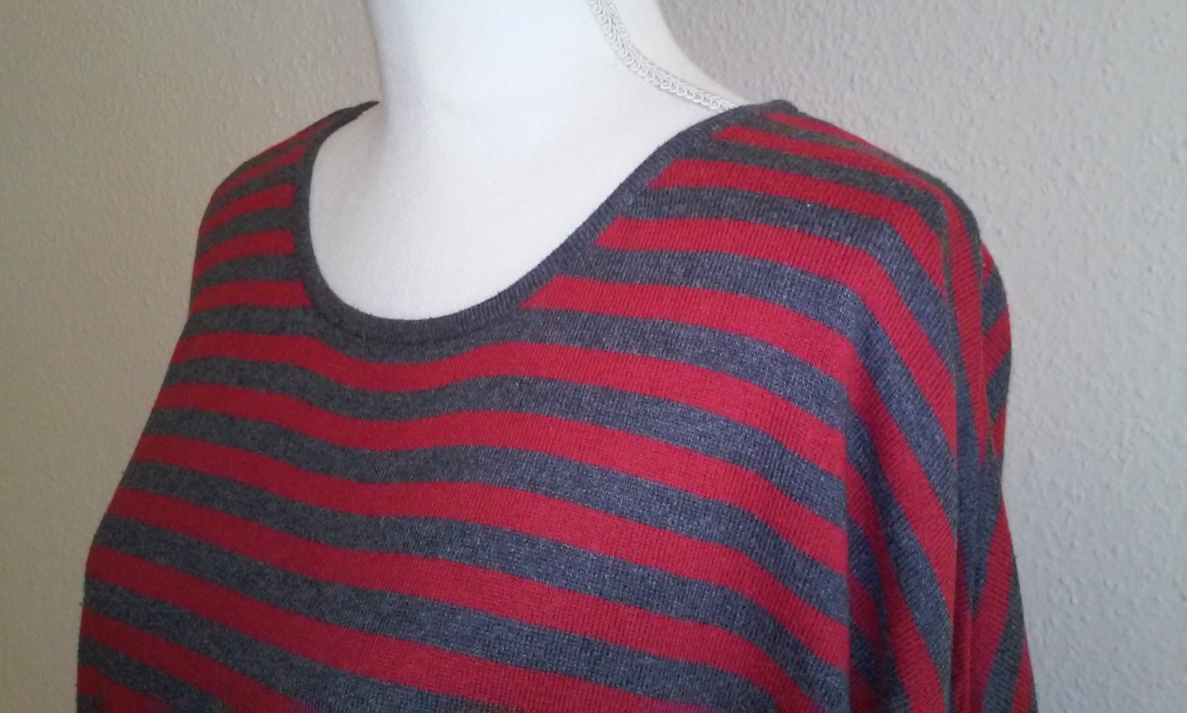 Pullover Pulli langarm rot/grau 